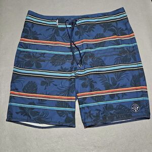 Salt Life SLX-QD Boardshorts Men's Size 38 Stretch Drawstring Blue Tropical Swim